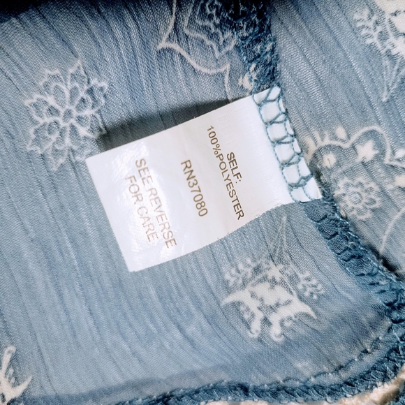 Sheer Blue Boho Blouse Flared Sleeves Hint of Mint Small - Picture 7 of 8